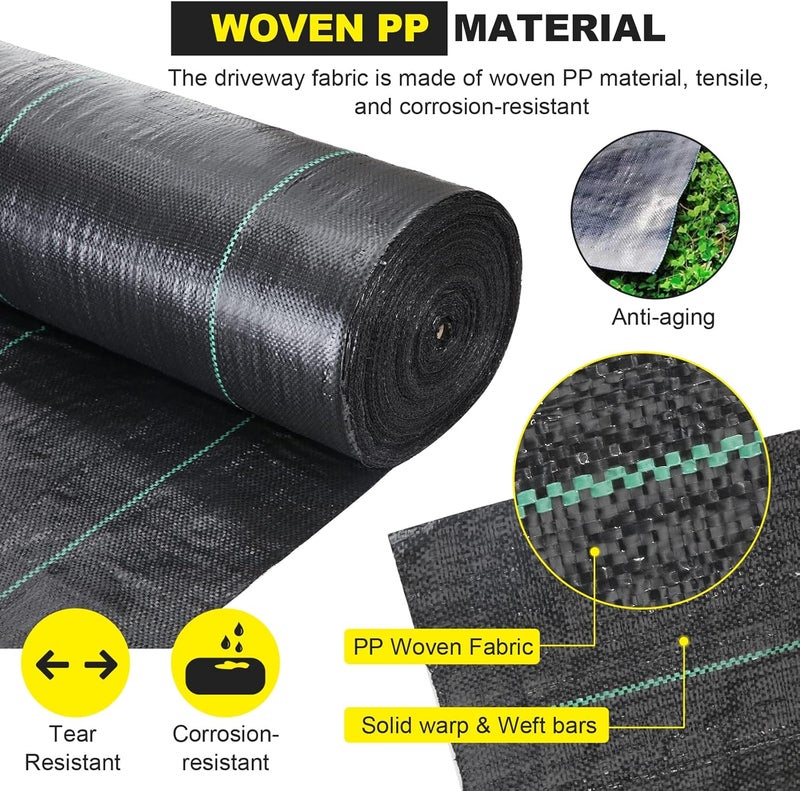 DWALE Driveway Fabric 6.5x300 ft - Commercial Weed Barrier, Heavy Duty 3.5OZ Landscape Fabric for Road, French Drain, Erosion Control, Construction Projects - Image 3
